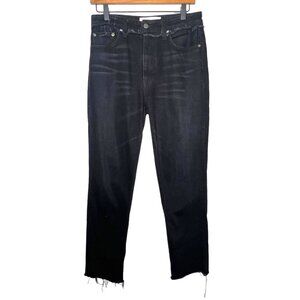 Reformation Julia Cropped Cigarette Jeans Black Euphrates Denim High Waist 28